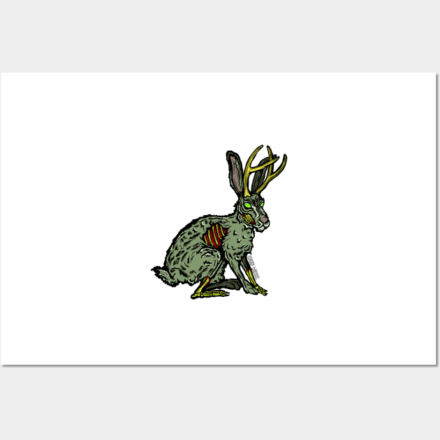 Yellowstone Zombie Jackalope Legendary Wild Animal Wall Art by maroonbeard